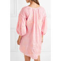 Linge brodé rose ourlet festonné mini robe d&#39;été Fabrication en gros de mode femmes vêtements (TA0294D)